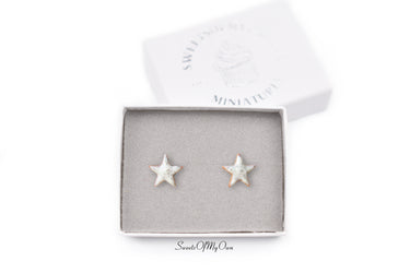 Gingerbread Glitter Star Biscuit Stud Earrings